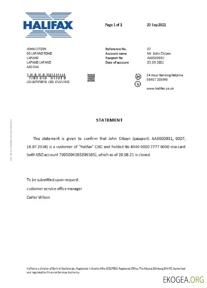 Référence Royaume , Uni , Halifax , closure